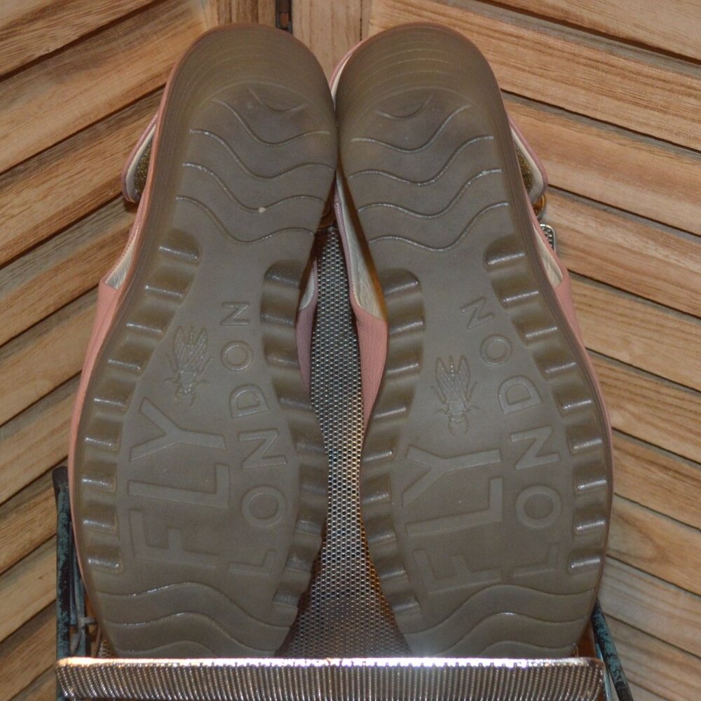 Fly London 6 Yahl Pink Leather Open Toe Shoes Platform Wedge EUR 37 - Picture 7 of 7